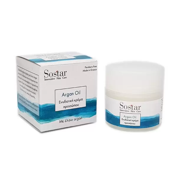 Sostar Ενυδατική Κρέμα Προσώπου 50ml, Ενυδάτωση Προσώπου με Αλόη & Έλαιο Αργκάν